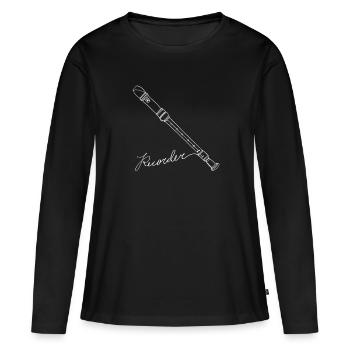 Recorder Oneline Art - Recorder Instrument - Women's Premium Organic Long Sleeve Shirt - black - Front - Julia (174cm)