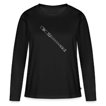 Recorder Oneline Art - Recorder Instrument - Women's Premium Organic Long Sleeve Shirt - black - Front - Julia (174cm)