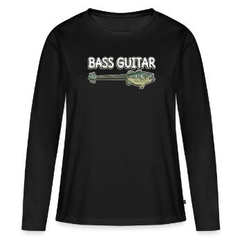 Guitare basse - Guitariste basse Basse - T-shirt manches longues Premium bio Femme - noir - Devant - Julia (174cm)