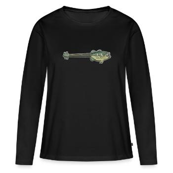 Guitare basse - Guitariste basse Basse - T-shirt manches longues Premium bio Femme - noir - Devant - Julia (174cm)