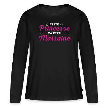 Cette princesse va être Marraine - T-shirt manches longues Premium bio Femme - noir - Devant - Julia (174cm)