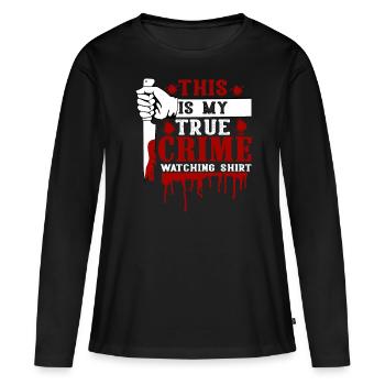 Accro au crime - T-shirt manches longues Premium bio Femme - noir - Devant - Julia (174cm)