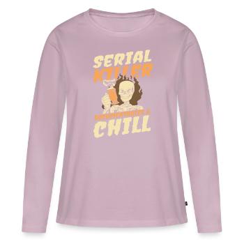 Serial Killer Documentaties and Chill - Frauen Premium Bio Langarmshirt - Altrosa - Vorne - Julia (174cm)