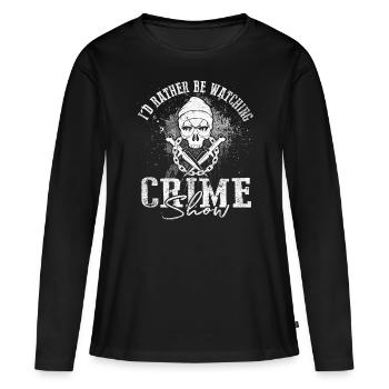 Amateur de séries policières Je préfère regarder une série policière - T-shirt manches longues Premium bio Femme - noir - Devant - Julia (174cm)