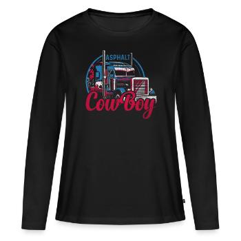 Asphalt Cowboy Cool Truck Driver Design - T-shirt manches longues Premium bio Femme - noir - Devant - Julia (174cm)