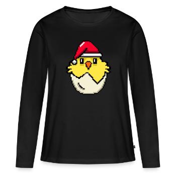 Chick Pixélisé Noël - Drôle de Noël Chick - T-shirt manches longues Premium bio Femme - noir - Devant - Julia (174cm)