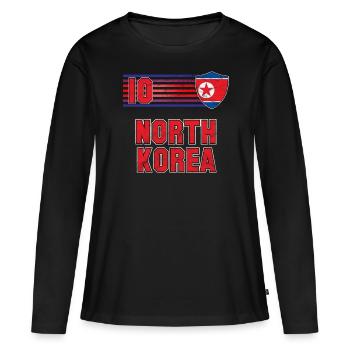 Équipe de Corée du Nord de football - T-shirt manches longues Premium bio Femme - noir - Devant - Julia (174cm)