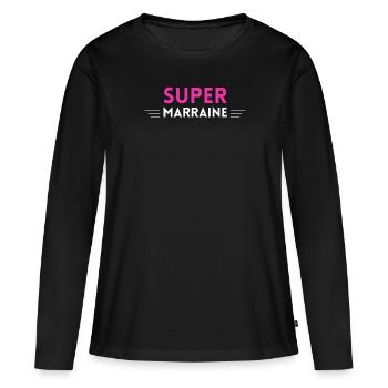 marraine super - T-shirt manches longues Premium bio Femme - noir - Devant - Julia (174cm)