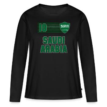 Équipe d’Arabie saoudite de football - T-shirt manches longues Premium bio Femme - noir - Devant - Julia (174cm)