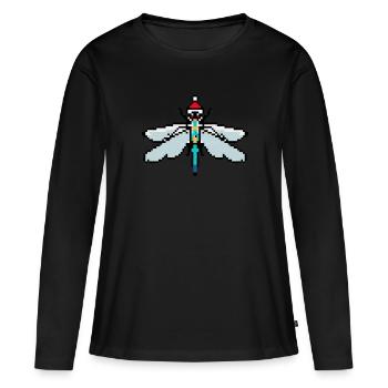 Dragonfly Pixelated Christmas - Drôle de libellule - T-shirt manches longues Premium bio Femme - noir - Devant - Julia (174cm)