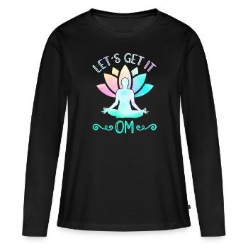 Lets Get It OM Yoga - Frauen Premium Bio Langarmshirt - Schwarz - Vorne - Julia (174cm)
