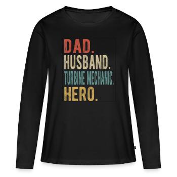 Mécanicien de turbine papa mari héros - T-shirt manches longues Premium bio Femme - noir - Devant - Julia (174cm)
