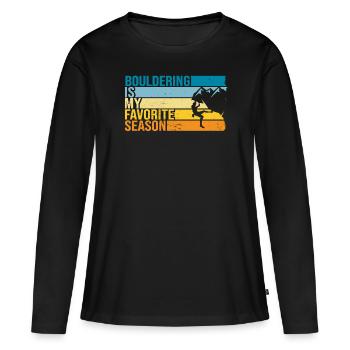 L’escalade de bloc est ma saison préférée - T-shirt manches longues Premium bio Femme - noir - Devant - Julia (174cm)