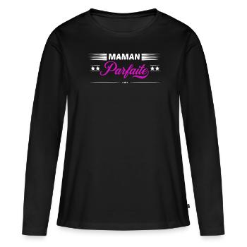 Maman parfaite - T-shirt manches longues Premium bio Femme - noir - Devant - Julia (174cm)