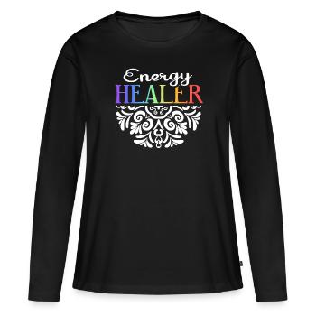 Chakra Holistique Healing Mains Energie Guérisseur Reiki - T-shirt manches longues Premium bio Femme - noir - Devant - Julia (174cm)