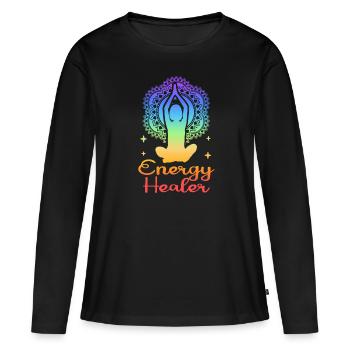 Chakra Holistique Healing Mains Energie Guérisseur Reiki - T-shirt manches longues Premium bio Femme - noir - Devant - Julia (174cm)