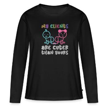 Newborn Photographer Baby Photography Saying - Women's Premium Organic Long Sleeve Shirt - black - Front - Julia (174cm)