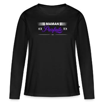 Maman parfaite - T-shirt manches longues Premium bio Femme - noir - Devant - Julia (174cm)