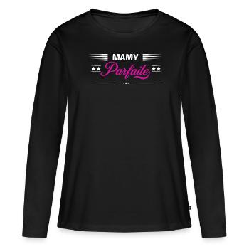 Mamy parfaite - T-shirt manches longues Premium bio Femme - noir - Devant - Julia (174cm)