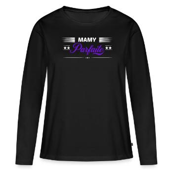 Mamy parfaite - T-shirt manches longues Premium bio Femme - noir - Devant - Julia (174cm)