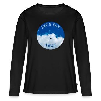 Envolons-nous, le thème avec l’avion dans le ciel. aviation - T-shirt manches longues Premium bio Femme - noir - Devant - Julia (174cm)