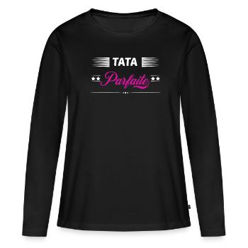 Tata parfaite - T-shirt manches longues Premium bio Femme - noir - Devant - Julia (174cm)