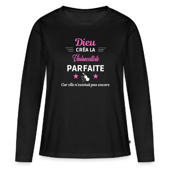 dieu créa la parfaite humour Violoncelliste - T-shirt manches longues Premium bio Femme - noir - Devant - Julia (174cm)