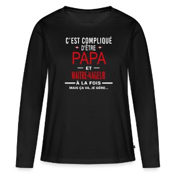 papa Et MAITRE-NAGEUR cadeau citation - T-shirt manches longues Premium bio Femme - noir - Devant - Julia (174cm)