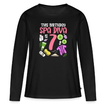 Spa Anniversaire pour les filles 7ème fête d’anniversaire Spa - T-shirt manches longues Premium bio Femme - noir - Devant - Julia (174cm)