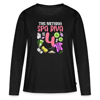Spa Anniversaire pour les filles 4ème fête d’anniversaire Spa - T-shirt manches longues Premium bio Femme - noir - Devant - Julia (174cm)