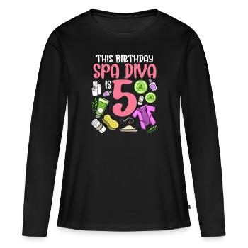 Spa Anniversaire pour les filles 5ème fête d’anniversaire Spa - T-shirt manches longues Premium bio Femme - noir - Devant - Julia (174cm)