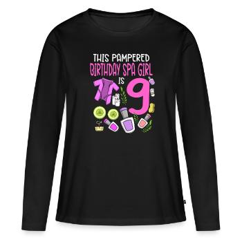 Spa Anniversaire pour les filles 9ème fête d’anniversaire Spa - T-shirt manches longues Premium bio Femme - noir - Devant - Julia (174cm)