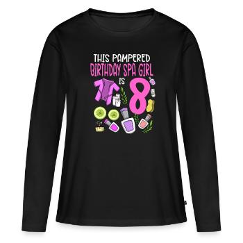 Spa Anniversaire pour les filles 8ème fête d’anniversaire Spa - T-shirt manches longues Premium bio Femme - noir - Devant - Julia (174cm)