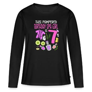 Spa Anniversaire pour les filles 7ème fête d’anniversaire Spa - T-shirt manches longues Premium bio Femme - noir - Devant - Julia (174cm)