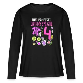 Spa Anniversaire pour les filles 4ème fête d’anniversaire Spa - T-shirt manches longues Premium bio Femme - noir - Devant - Julia (174cm)