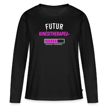 futur kinésitherapeute - T-shirt manches longues Premium bio Femme - noir - Devant - Julia (174cm)