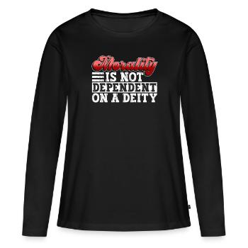 La moralité ne dépend pas de la Divinité - Athée - T-shirt manches longues Premium bio Femme - noir - Devant - Julia (174cm)