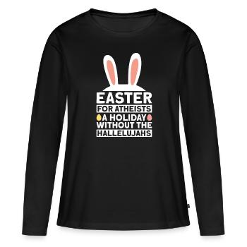 Vacances athées de Pâques sans Hallelujas athées - T-shirt manches longues Premium bio Femme - noir - Devant - Julia (174cm)