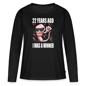 Homme sperme anniversaire 22 ans - T-shirt manches longues Premium bio Femme - noir - Devant - Julia (174cm)