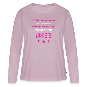 femmes naissent les meilleurs architectes - T-shirt manches longues Premium bio Femme - rose poudré - Devant - Julia (174cm)