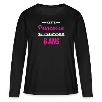 Cette Princesse vient d'avoir 6 ans - T-shirt manches longues Premium bio Femme - noir - Devant - Julia (174cm)