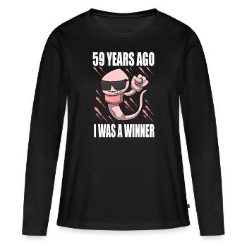 Homme Sperme Anniversaire 59 ans - T-shirt manches longues Premium bio Femme - noir - Devant - Julia (174cm)