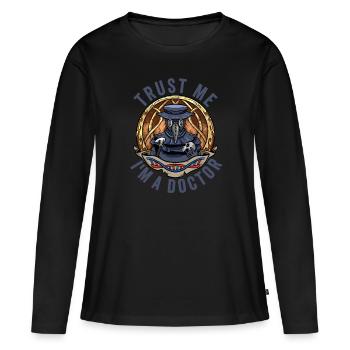 Peste Docteur Tenue Peste Docteur Masque Médicaments - T-shirt manches longues Premium bio Femme - noir - Devant - Julia (174cm)