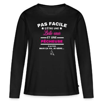 pas facile d'être plombière et Belle-sœur - T-shirt manches longues Premium bio Femme - noir - Devant - Julia (174cm)