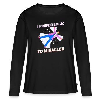 Je préfère la logique aux miracles - Athée - T-shirt manches longues Premium bio Femme - noir - Devant - Julia (174cm)