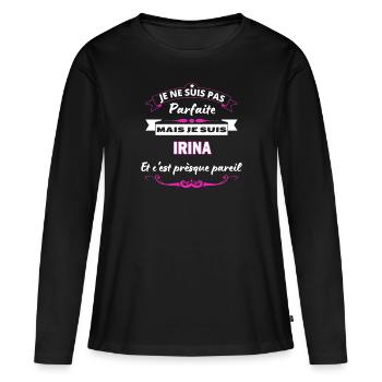 je ne suis pas Parfaite Irina - T-shirt manches longues Premium bio Femme - noir - Devant - Julia (174cm)