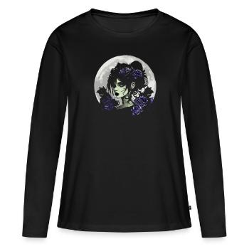 Fille gothique aux roses noires - Gothique - T-shirt manches longues Premium bio Femme - noir - Devant - Julia (174cm)