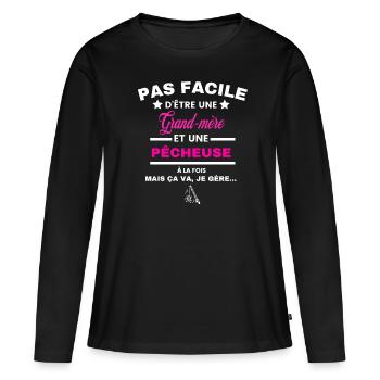 pas facile d'être plombière et Grand-mère - T-shirt manches longues Premium bio Femme - noir - Devant - Julia (174cm)