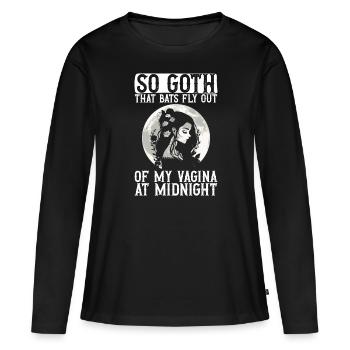 Goth Gothic Fledermäuse Vagina Spruch - Frauen Premium Bio Langarmshirt - Schwarz - Vorne - Julia (174cm)