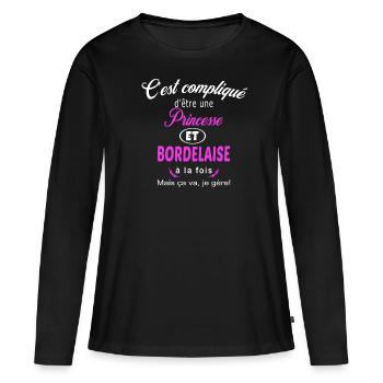 c'est compliqué princesse et Bordelaise - T-shirt manches longues Premium bio Femme - noir - Devant - Julia (174cm)